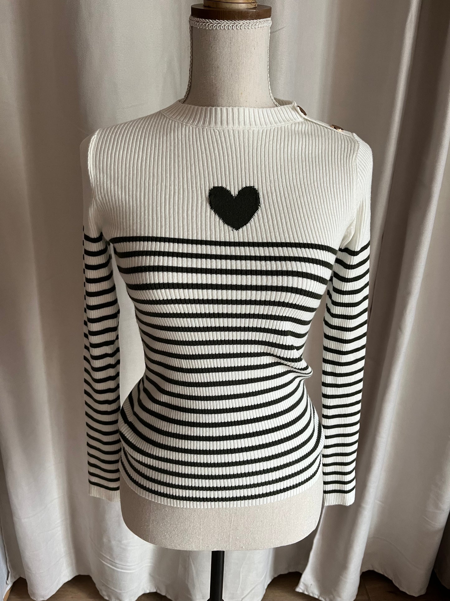 Pull marinière coeur